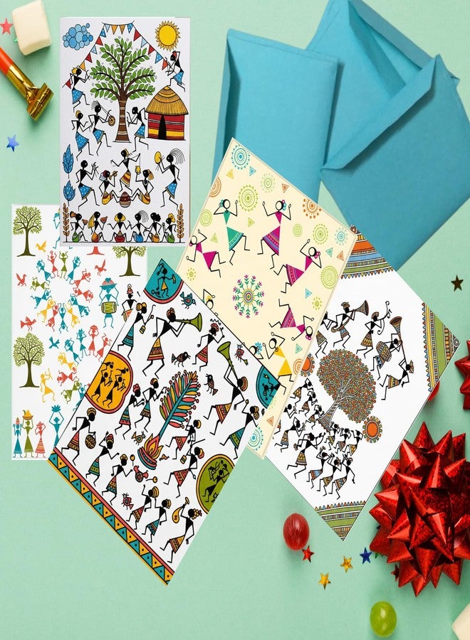 BenignCraft 20 Notecards with Envelops, Warli Art Greeting Cards, Thank You Cards, Birthday Return Gift Tags for All Occasions. - Image 3